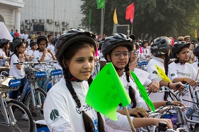 Young Cyclists in Delhi's Bike Parade on WBD