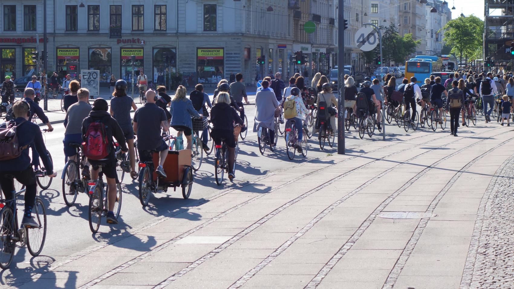 The impressive “bicycle traffic jams” that one can observe on Dronning Louises Bro form partially because the crossing after the bridge is not included in the green wave coordination.