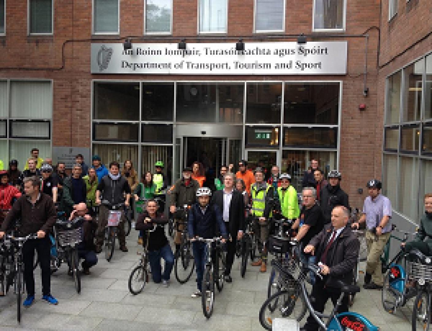 Cyclist.ie members outside of the Department of Transport, Tourism and Sport. Courtesy of Cyclist.ie