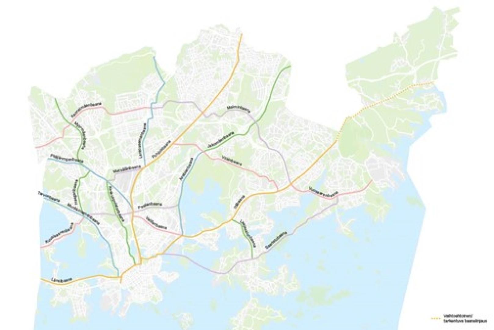 Helsinki’s Baana network plan.
