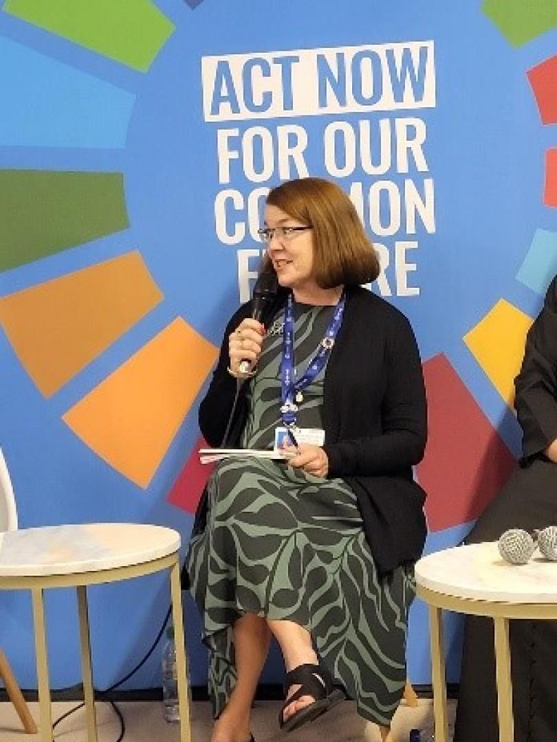 Jill Warren, speaking at SDG Pavilion 