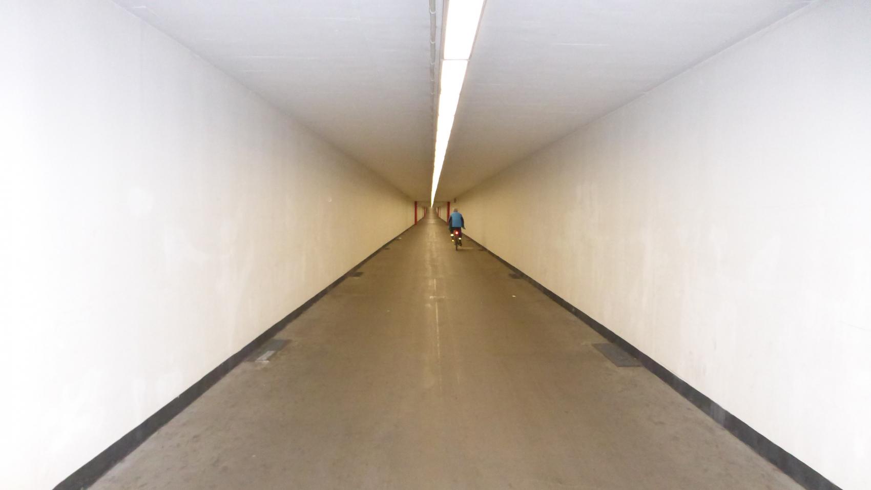 Inside the cycling tunnel. 